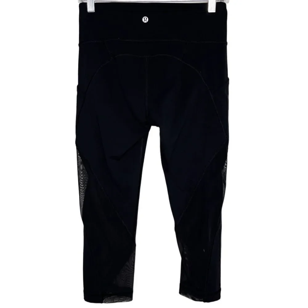 Lululemon Mesh Detailing Cropped Leggings Black Size 6